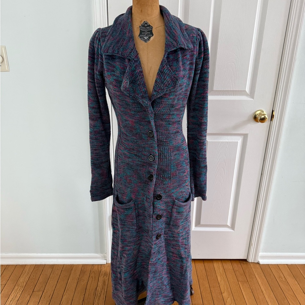 Betsey Johnson Multicolor Knit Cardigan Sweater Dress
